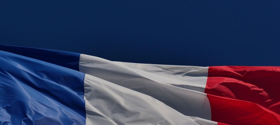 white and blue flag on blue background